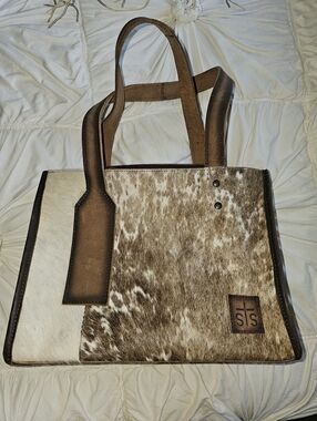 STS Ranchwear Brown & White Cowhide Bag Tote